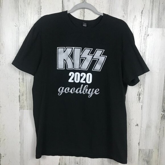 KISS graphic band tee 2020 goodbye classic rock n roll music black size large - Picture 1 of 4